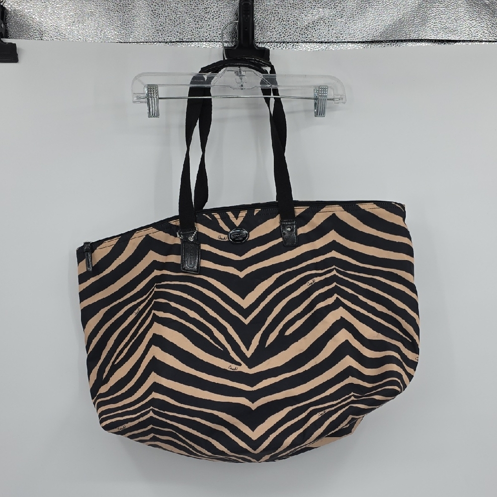 Coach Zebra Black and Tan Travel Bag
